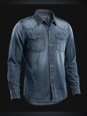 Xtreme Couture by Affliction long-sleeve western/military-style denim